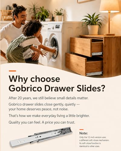 Gobrico Hardware 18 inch Drawer Slides 5 Pair，Soft Close Drawer Slides 3 Fold, Cabinet Drawer Slides Full Extension Drawer Glides, Heavy Duty Hydraulic Self Close Rails, Side Mount Ball Bearing - size: 18inch Drawer Slides