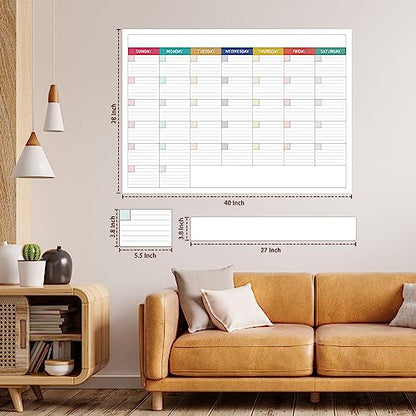 Large Dry Erase Calendar for Wall - Undated Dry Erase Calendar
