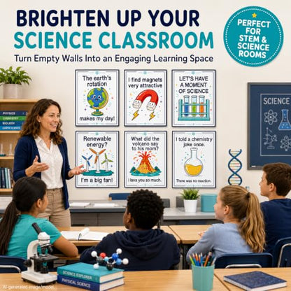 Funny Science Posters Set of 6, Science Classroom Decor, 11x14 Inch - color: Funny Science