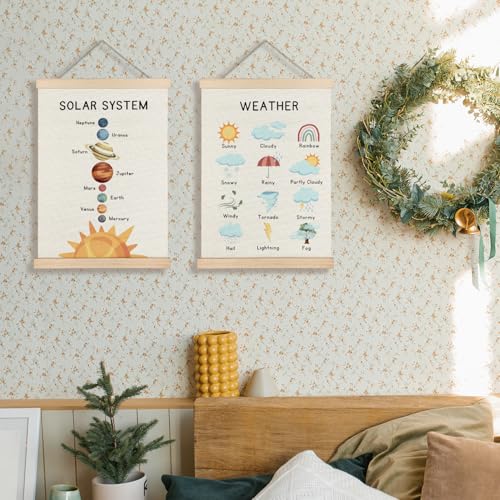 Supwhd Solar System Space Wall Decor, Nursery Wall Decor, Space Weather Chart Wall Art Educational Poster for Kids Room Classroom Preschool Decor, 12x16 Set of 2 - color: Solar System, size: 12 x 16 inches