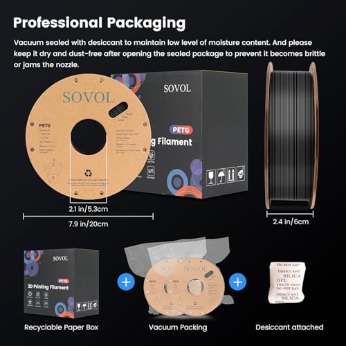 Sovol 3D Printer PETG Filament 2kg Spool Printing Materials, Black+White - color: White & Black, size: 2 KG