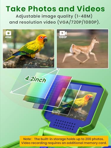 Acoath Binoculars for Kids with Night Vision Camera, Kids Telescope, 10X Optical Zoom, Magic Adventures Telescope Toys Gifts for Age 3, 4, 5, 6, 7, 8, 9, 10+ Years Old Boys Girls - color: Green