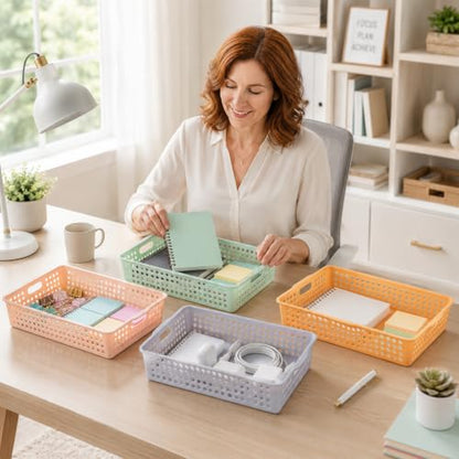 6 Pack Turn‑in Paper Trays for Classroom, Morandi - color: Morandi