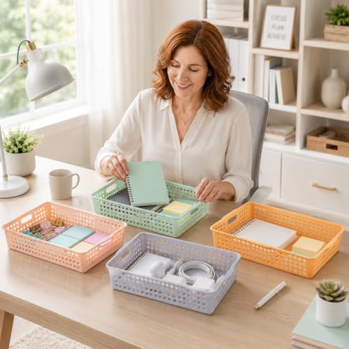 6 Pack Turn‑in Paper Trays for Classroom, Morandi - color: Morandi