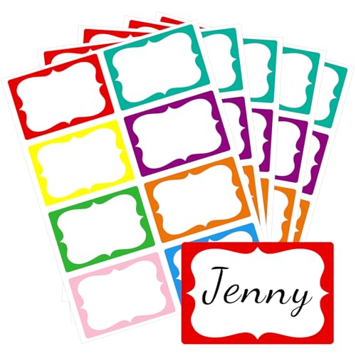 Anwyll Rainbow Name Tag Stickers - 200 Pcs 3'' x 2'' Name Label Stickers - color: Rainbow
