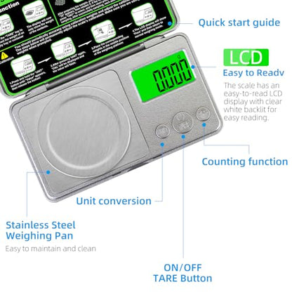 High Precision Mg Scale 100g/0.001g, Pocket Digital Milligram Scale, Small Gram Jewelry Scale, Coin Scale with 50g Calibration Weight for Gold/Silver/Gems/Powder Medicine Benechef