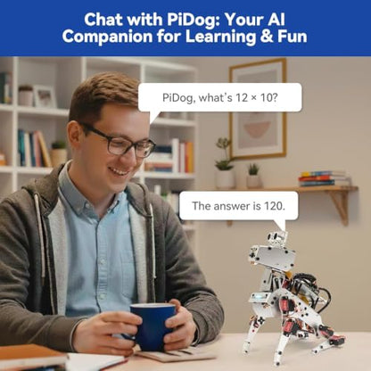 SunFounder AI Robot Kit with Raspberry Pi Zero 2 W+32G TF Card, ChatGPT-4o Enabled with Voice Command & Video Recognition, App Control, FPV, 12 Servos, Gyroscope, Camera, Mic - color: PiDog + Zero 2 W + 32G TF Card