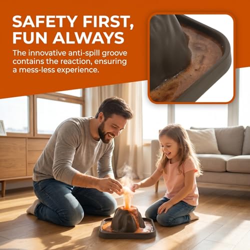 Kisangel Volcano Eruption Model Scientific DIY Model 5-Piece Volcano Kit for Geography Learning Classroom Science Experiment Home School Demonstration Anti-Spill Groove 5.90 X 4.72 X 2.55 in