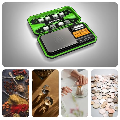 UNIWEIGH Digital Pocket Scale 200g/0.01g, Digital Scale Grams Precision - color: Fluorescent Green