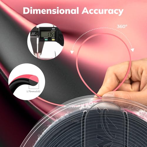 AMOLEN Silk PLA 3D Printer Filament, Dual Color Pink Black PLA 1.75mm, Shiny Color Change Filament 3D Printing PLA Filament for Most FDM 3D Printer, 1kg Spool(2.2lbs) - color: Black/Pink