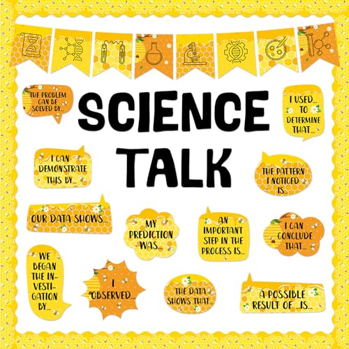 Bee Science Bulletin Board Set Bee Classroom Decorations Science Talk Bulletin Board Decorations Educational Paper Cutouts for Elementary Middle School Wall Decor Back to School Teacher Supplies - style: Bee