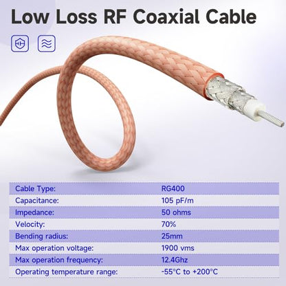 Superbat N to BNC Cable 3ft BNC Male to N Male Coax Cable 50 Ohm Low Loss RG400 Extension Cable for Spectrum Analyzer Antenna, Ham Radio, Oscilloscope, RF Applications etc. (Pack of 2) - size: 1 meter (Pack of 2)