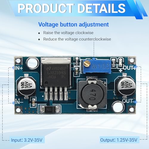 6pcs LM2596 DC-DC Buck Converter Power Module, 3.2V-35V to 1.25V-35V - size: 6 PCS