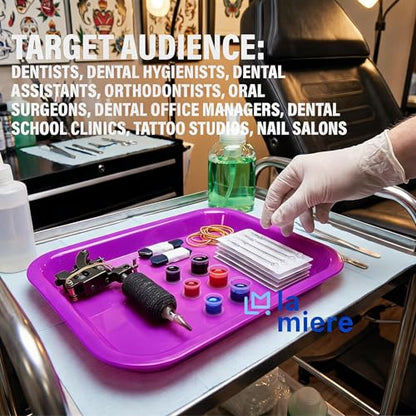 LA MIERE Dental Autoclavable Procedure Flat Tray Medical Instrument Set Up Flat Tray Size F - 9 5/8" W x 6 5/8" D x 7/8", Neon Purple - color: Neon Purple
