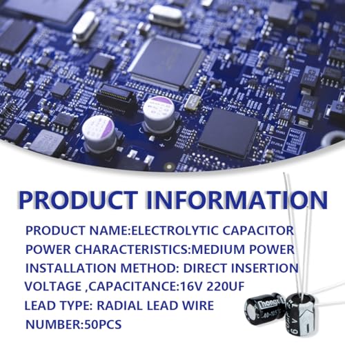 50 Pcs Electrolytic Capacitor 220uF 16V Aluminum Radial Electrolytic Capacitors - style: 16V 220uF