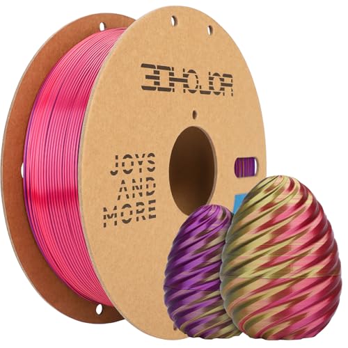 3DHoJor Silk PLA Filament 1.75mm Red Gold Purple Triple Color PLA 3D Printer Filament 3 in 1 Coextrusion 1KG Spool(2.2lbs) 3D Printing Filament Dimensional Accuracy +/- 0.03mm - color: Red Gold Purple