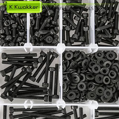 1023PCS Metric M3 Bolt Assortment 4MM to 40MM 13 Lengths, 12.9 Alloy Steel Screws Nuts and Washers Hex Socket Head Cap Machine Screws, Black Bolts and Nuts Kit - size: A. M3