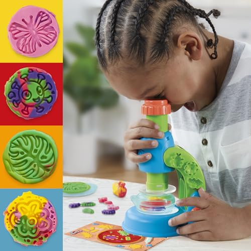 Play-Doh Light & Look Microscope for Kids, Electronic Preschool Toys for Girls & Boys, 9 Accessories & 5 Colors, Back to School Gifts, Ages 3+
