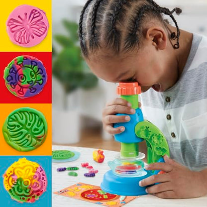 Play-Doh Light & Look Microscope for Kids, Electronic Preschool Toys for Girls & Boys, 9 Accessories & 5 Colors, Back to School Gifts, Ages 3+