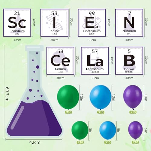 Gueevin 68 Pcs Science Party Decorations Kit Science Fair Bulletin Board for Classroom Colorful Balloon Arch Garland Kit for Lab Week Scientist Choool Educational Theme Subject(Purple) - color: Purple