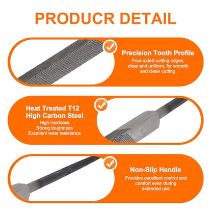 HARFINGTON Triangle Coarse Teeth Cut File 12" Double Cut Teeth High Carbon Steel Hand Rasp File Without Handle for Metal Wood Deburring Removing - size: 12", style: Coarse