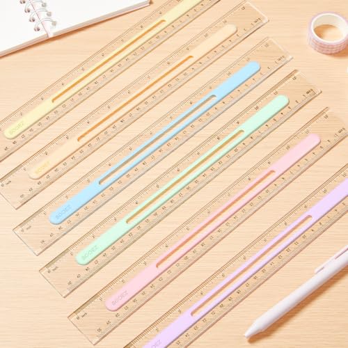 Sooez 6 Pack Ruler 12 Inch, Anti-Slip Clear Rulers for Kids School, Pastels - color: Pastels Style, size: 6 Pack