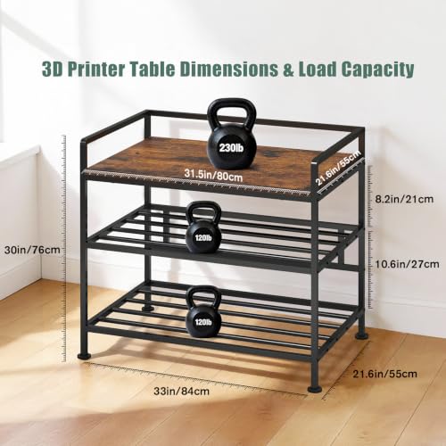 3D Printer Stand with Filament Storage Vibration Elimination 31x21 - color: Brown