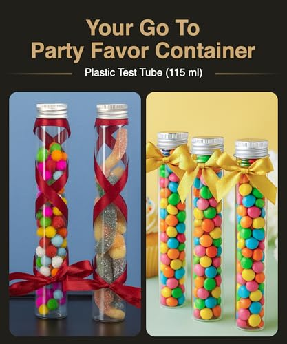 Berenti Clear Plastic Test Tubes with Screw Top Lids, 20 Pack, 115 ml - style: 115 ML (20 Pcs)