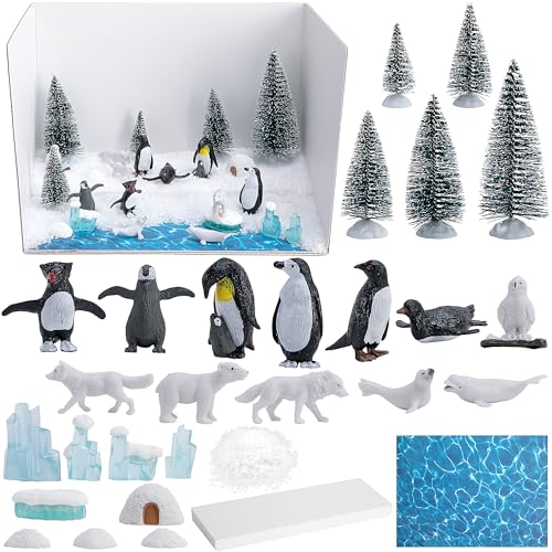 30 Pcs Arctic Animals Habitat Diorama Project Set for School DIY Crafts - color: Arctic Style-30pcs