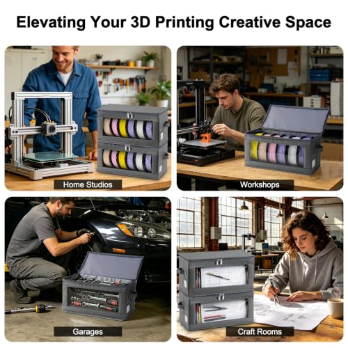 4-Pack Large Filament Storage Boxes for 3D Printer Spools