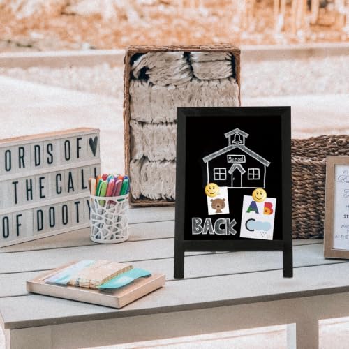 4 THOUGHT Small Tabletop Magnetic Chalkboard Signs 9.5" x 14", Black - color: Black