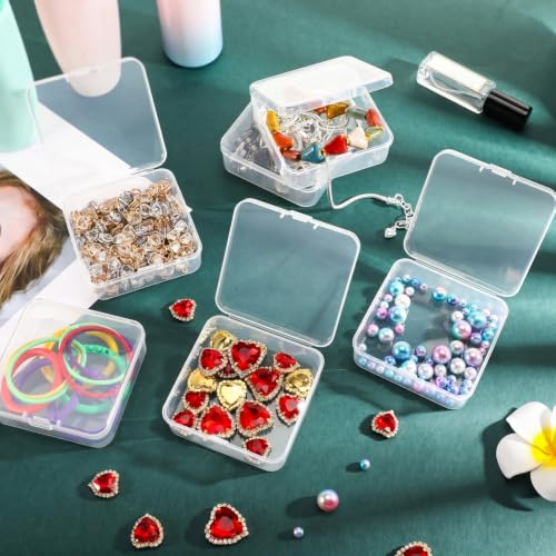 Jetec 18 Pieces Small Clear Plastic Storage Box, 2.1 x 2.1 x 0.8 Inch - size: 2.1 x 2.1 x 0.8 Inch