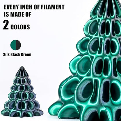 OVV3D Silk PLA Filament 1.75mm, Dual Color PLA Filament 3D Printer Filament, Black Green 3D Printing Filament +/-0.02mm, 1kg /2.2lb - color: Dual-color Black Green