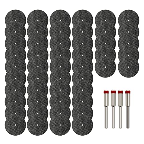 50pcs Rotary Tool Cut Off Wheels 1-1/4'' Fiberglass Reinforced Cutting Wheel Discs with 4Pcs Mandrels Rotary Tool Accessories for Cutting Metal, Wood, Stone - style: 1-1/4''