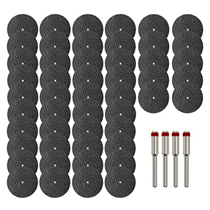 50pcs Rotary Tool Cut Off Wheels 1-1/4'' Fiberglass Reinforced Cutting Wheel Discs with 4Pcs Mandrels Rotary Tool Accessories for Cutting Metal, Wood, Stone - style: 1-1/4''