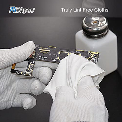 AAwipes Cleanroom Microfiber Wipes Knitted Superfine 6"x6" (100 Counts/Bag, 180gsm, Polyester-Polyamide) Lint Free Cloths for Fiber Optics, Ultrasonic Sealed Edge, Class 100 Cloths (MC18006) - size: 6"X6" 100 Wipes