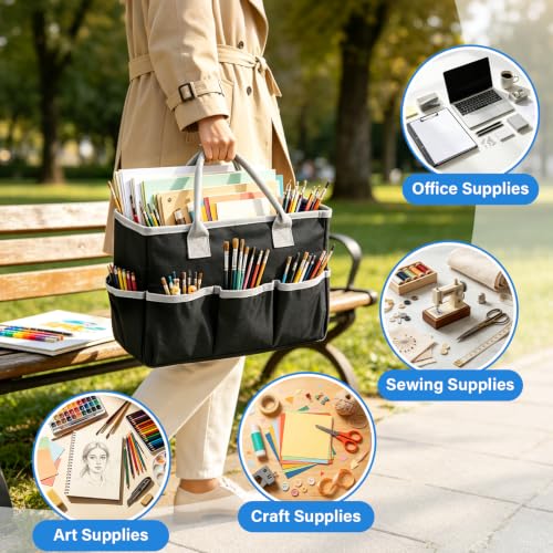 ZKOO Art Craft Organizer Tote Bag, Desktop Tote and Organizer Black - color: Black