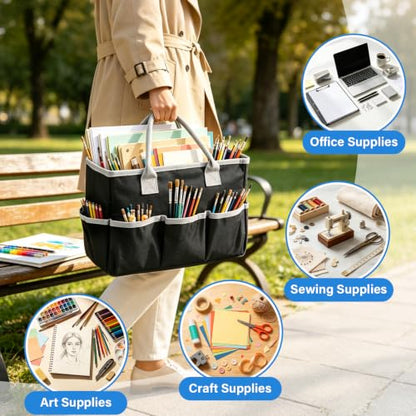 ZKOO Art Craft Organizer Tote Bag, Desktop Tote and Organizer Black - color: Black