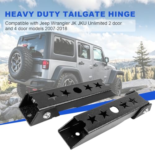 Heavy Duty Reinforced Tailgate Hinge Set Compatible with Wrangler JK JKU