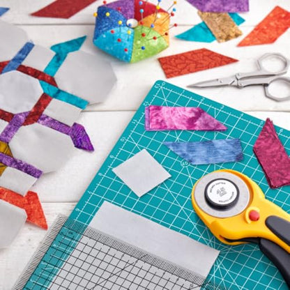 Rotating Self Healing Cutting Mat 14"x14" (13" Grid), Square Sewing Cutting Mat Board Perfect for Fabric Quilting & Art Projects, Turquoise - color: Turquoise