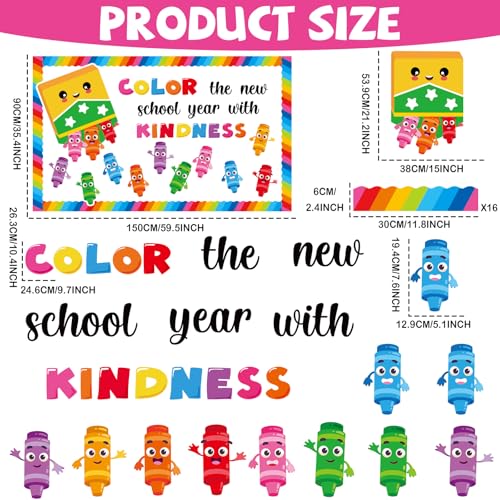 Crayon Bulletin Board Decorations Colorful Crayon Classroom Bulletin Board Border Set Color The New School Year with Kindness Cutouts Back to School Preschool Chalkboard Wall Supplies - style: Crayon