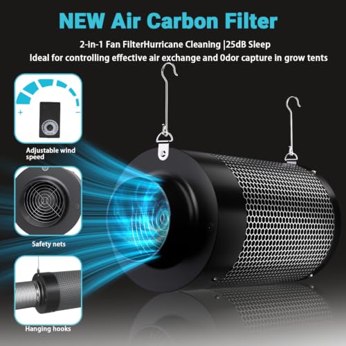 32x32 Complete Grow Tent Kit with LED Grow Light and Fan Filter, 32"x32"x63" 1680D Mylar Indoor Grow Tent System with AG1000 100W Full Spectrum Light, 4 Inch 2-in-1 Carbon Filter Fan, Silver Ducting