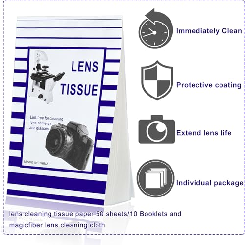 Outus 500 Pcs Lens Cleaning Paper with 2 Cloths Camera Optics Wipe Booklet