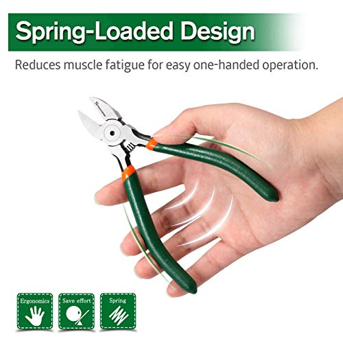 SPEEDWOX Precision Side Cutter 5 Inch Mini Flush Cutters Diagonal Wire Cutting Pliers with Spring Functional Precision Tools for Cutting Electronics Wires Jewelry DIY and Handmade - size: 5"