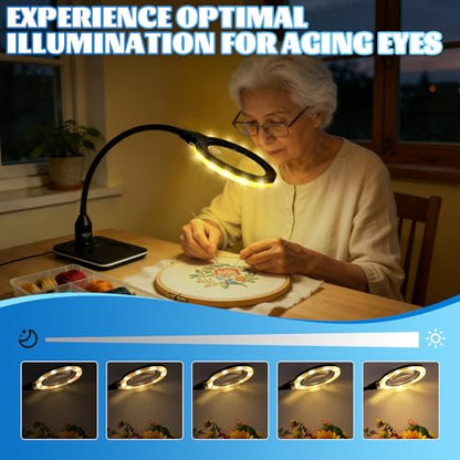 Rechargeable Magnifying Glass with Light and Stand, 15X 30X