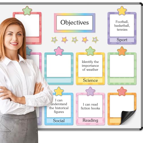 16 Pcs Magnetic Write Wipe Organization Chart, Stars - style: Stars