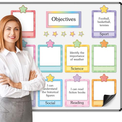 16 Pcs Magnetic Write Wipe Organization Chart, Stars - style: Stars
