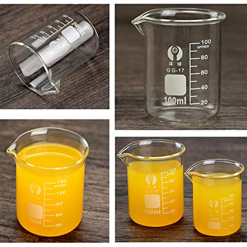 Glass Beakers Set 50/100/250/500/1000ml with 8Pcs Test Tubes