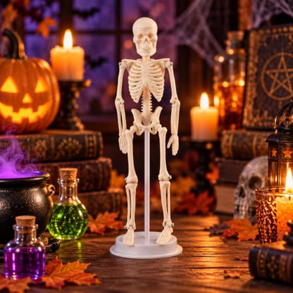 Mini Skeleton Model, 7.8" Small Anatomy Skeleton Figure, Movable Arms and Legs, Human Body Model with Base, Human Bones for Teaching Tool, Decoration - size: 7.8" Skeleton model