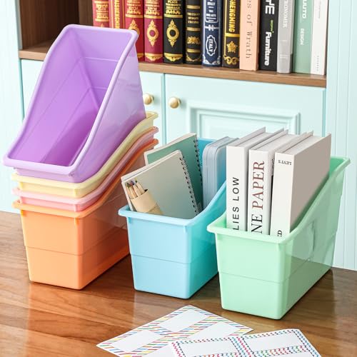 Blosssound Book Bins for Classroom Library, 6 Set, Pastel - color: Pastel